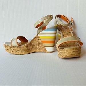 White Mountain Multicolor Stripe design Platforms strap Trendy Casual Sandals